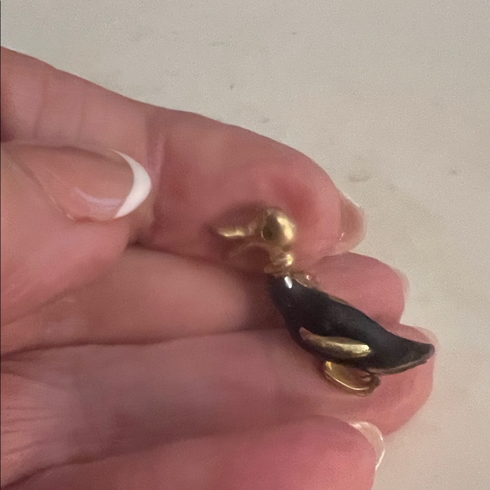 Gold and Black Enamel Dolphin Charm